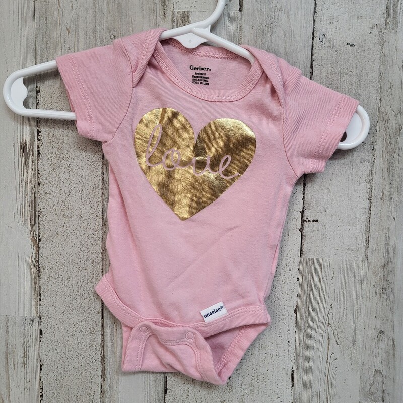 NB Pink Love Heart Onesie, Pink, Size: Girl NB-3m