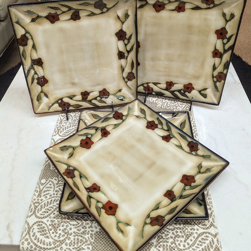 S4 Mikasa Rose Dinner Plates
Brown Red Green
Size: 11x11W