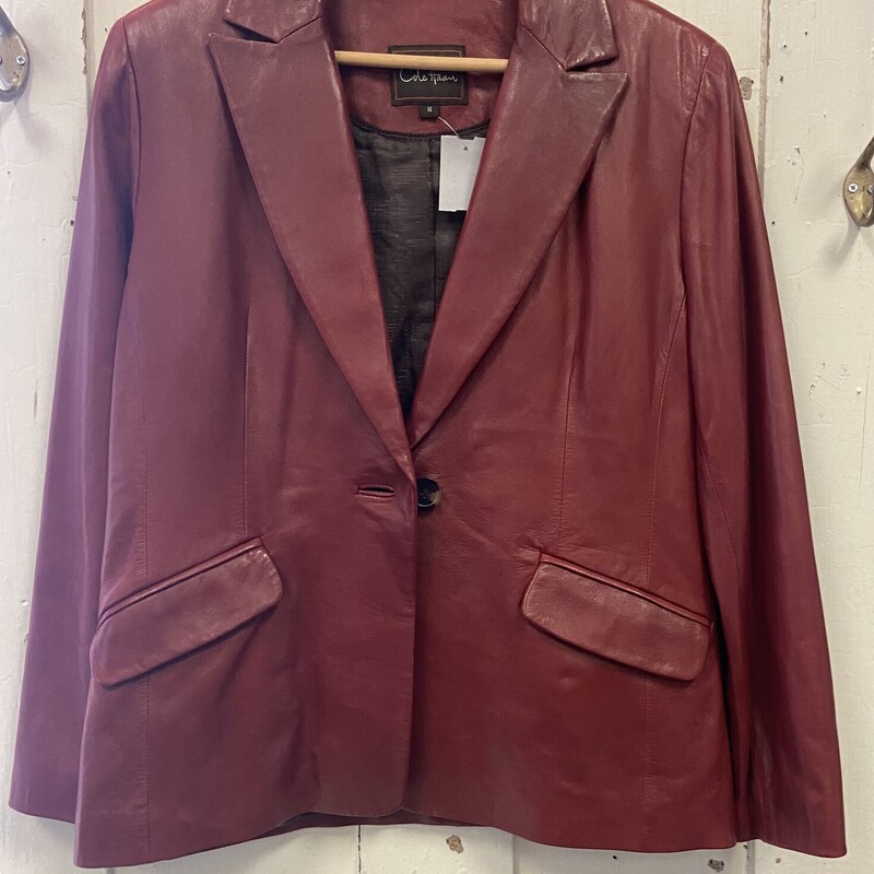 Red Lther Blazer Jacket