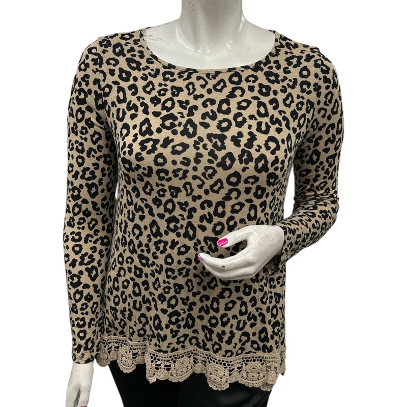 Leopard Print, Blk/beig, Size: L