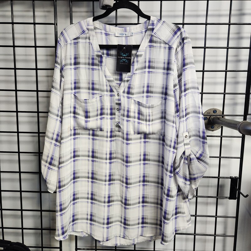 Rickis Blouse, Plaid, Size: 18