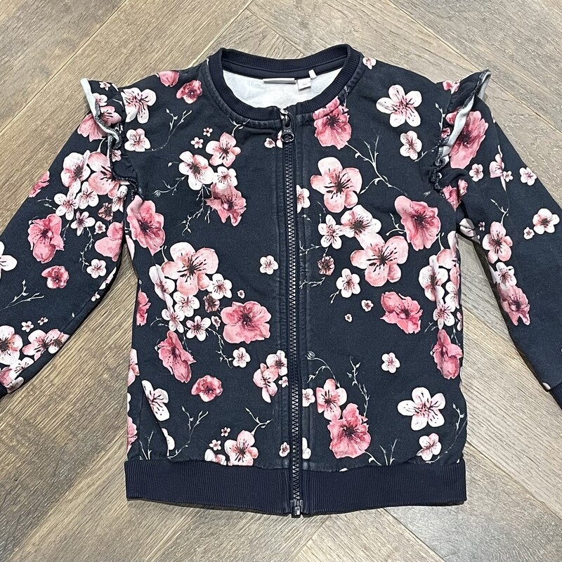 Name It Zip Sweater, Floral, Size: 4Y