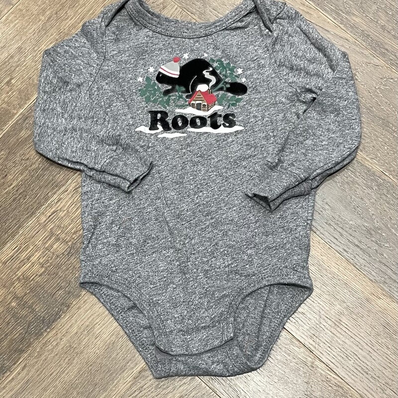 Roots LS Onesie, Grey, Size: 6-12M