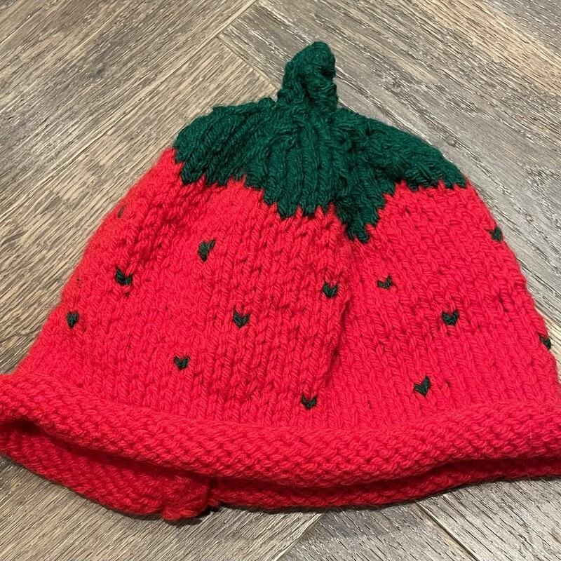 Strawberry Knit Hat, Red, Size: 2-4Y