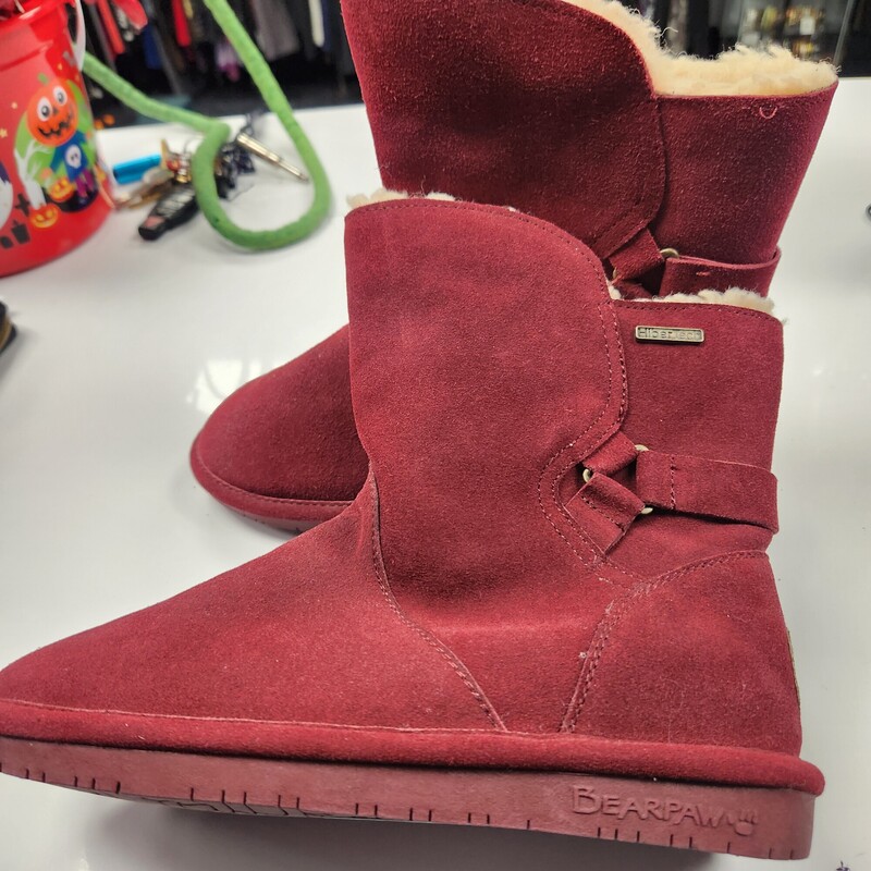 Bearpaw Suede Bootie, Burgundy, Size: 8