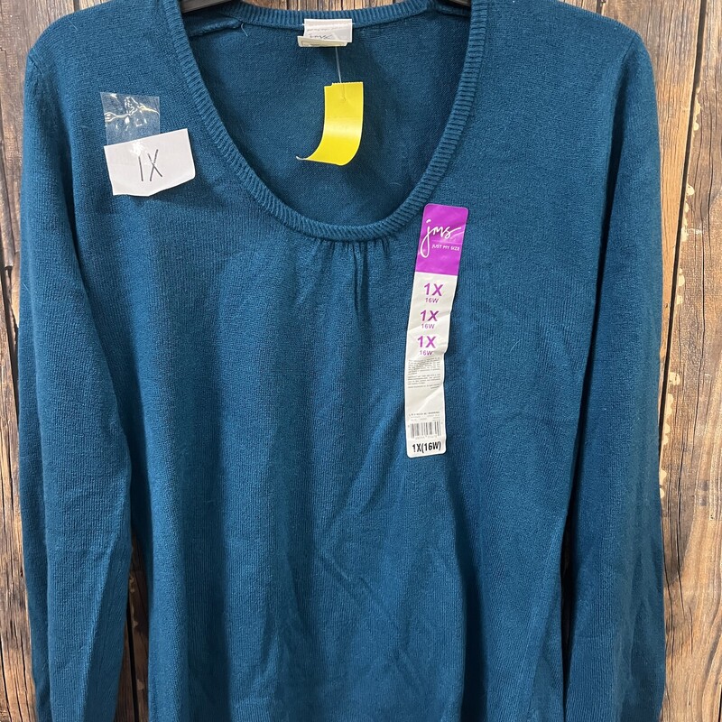 Teal New Sweater, Size: 1x