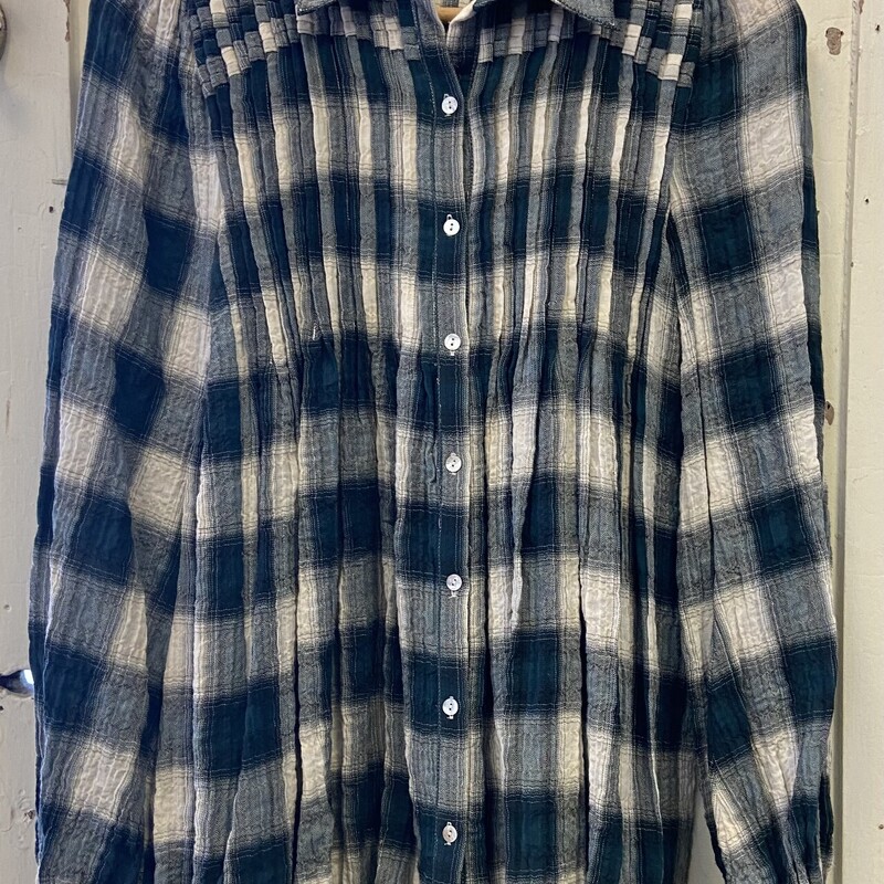 Grn/crm Plaid Pleat Shirt