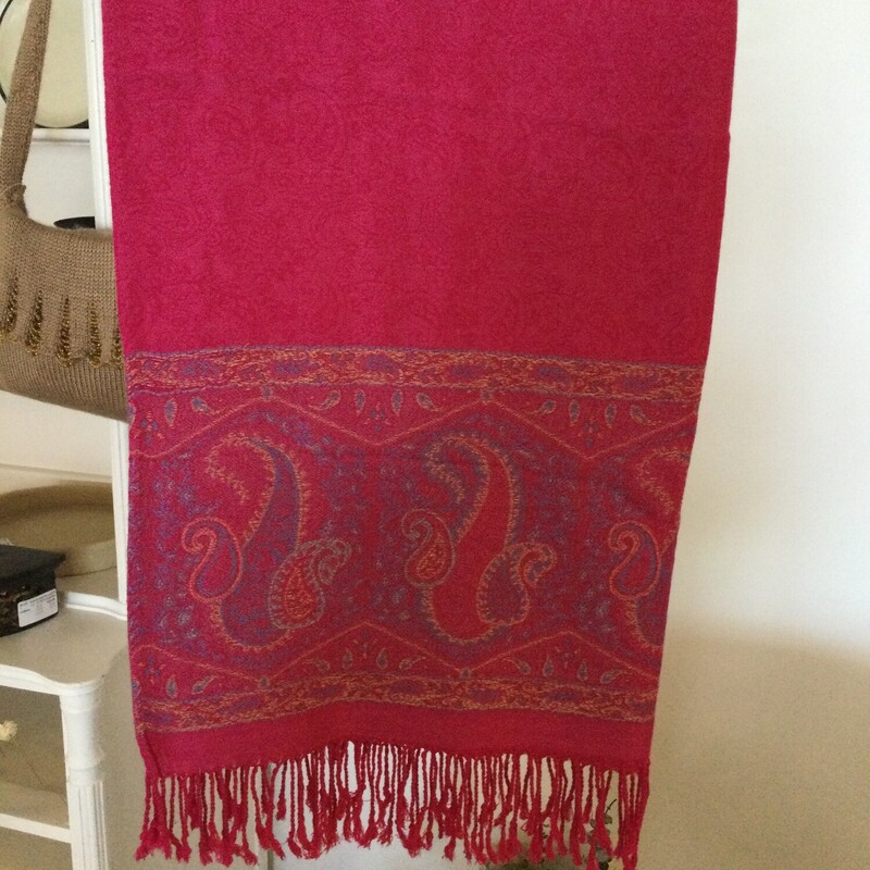 Paisley Scarf W/fringe, Pink//Multi