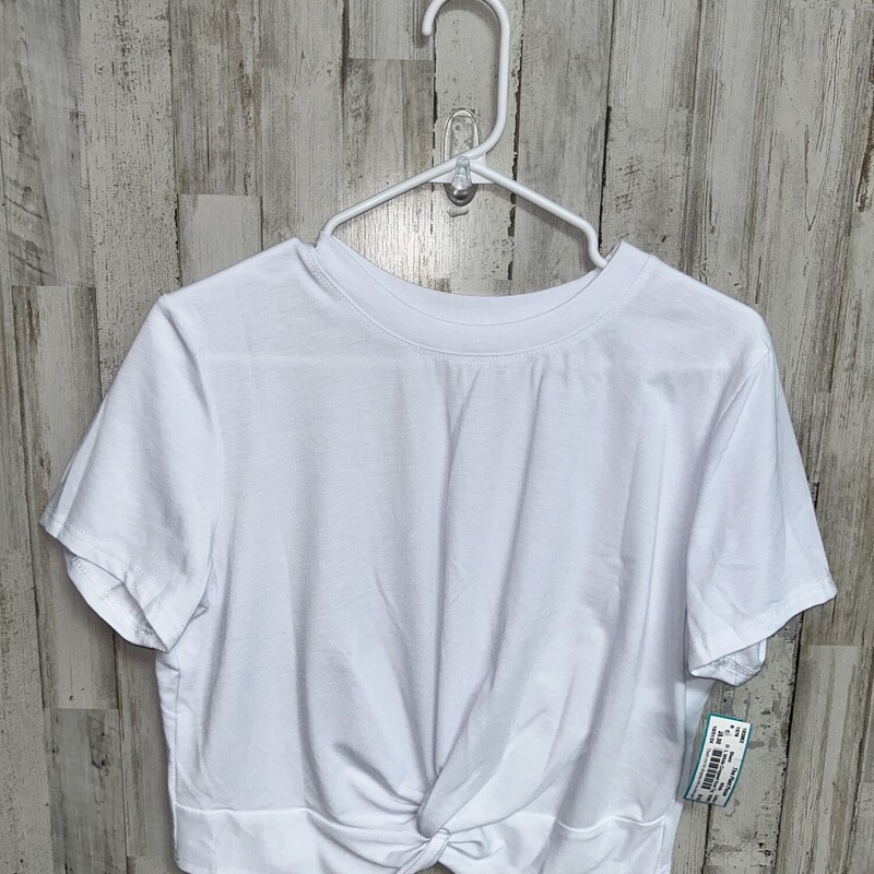 L White Cropped Knot Top