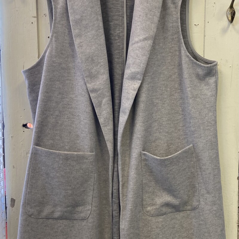 Grey Slvless Open Vest