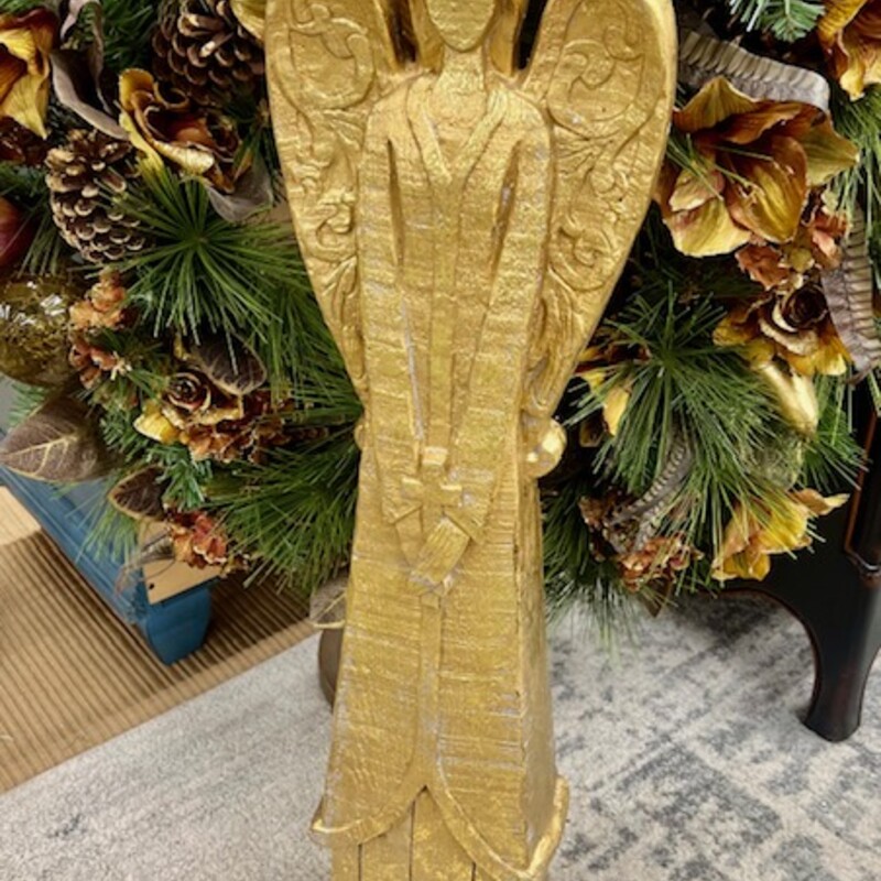 Tall Wood Angel W Cross