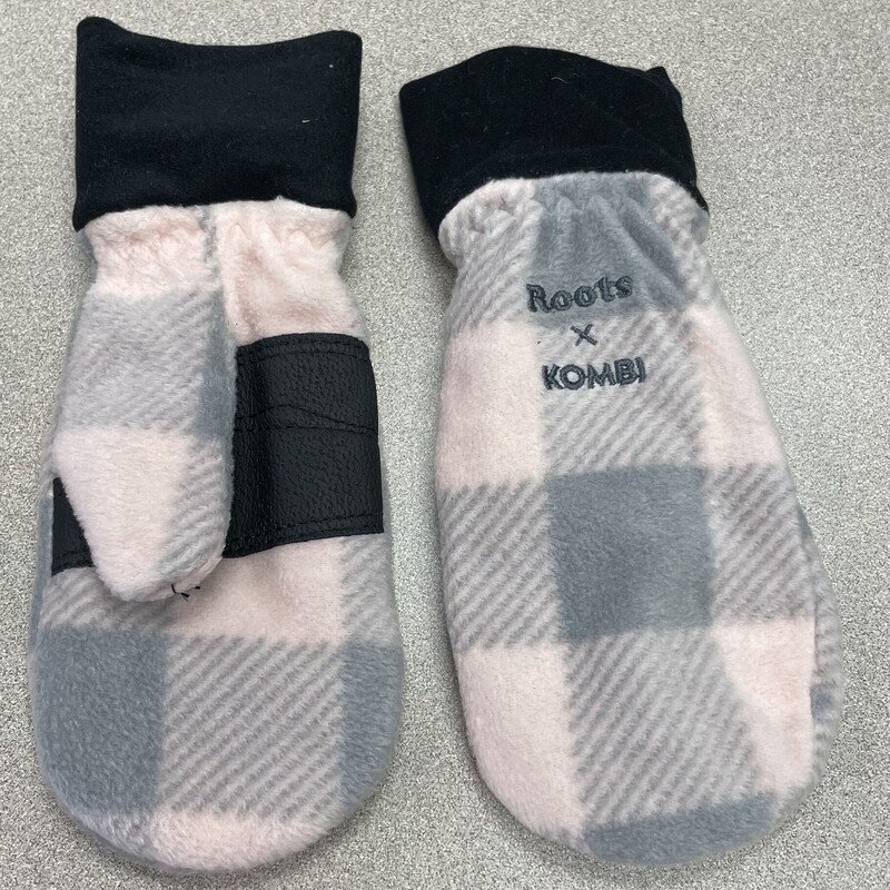 Roots Kombi Fleece Mitts, Grey/pea, Size: 4-5Y