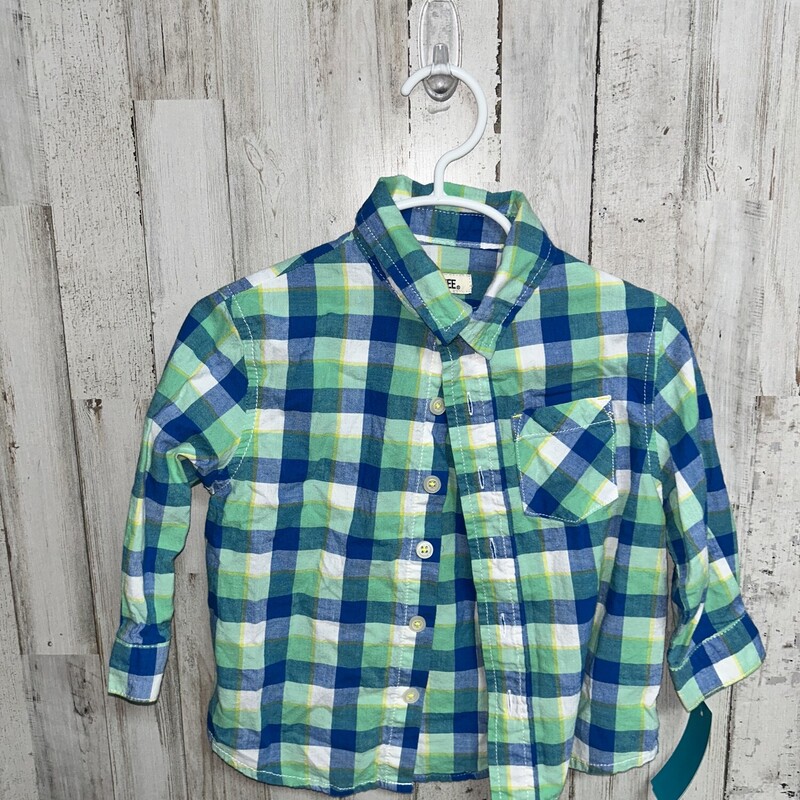 18M Blue/Green Plaid Butt, Blue, Size: Boy 12-24m