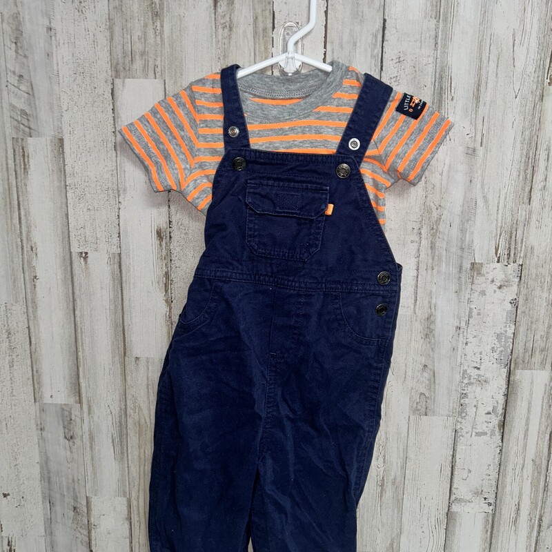 18M 2pc Orange/Navy Overa, Orange, Size: Boy 12-24m