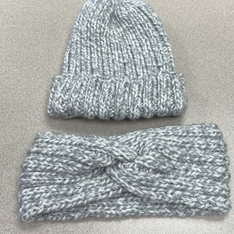 Knit Hat And Headband, Grey, Size: 9-12M
Hand made