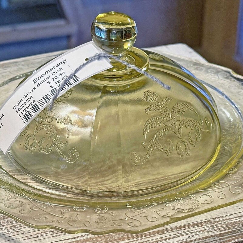 Gold Glass Butter Dish