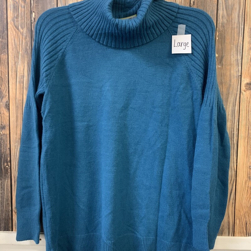 Teal Cowl Neck Sweater, Size: L