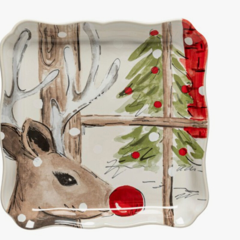 Deer Friends Casafina Plate
Brown, Red, Green, White
Size: 8x8