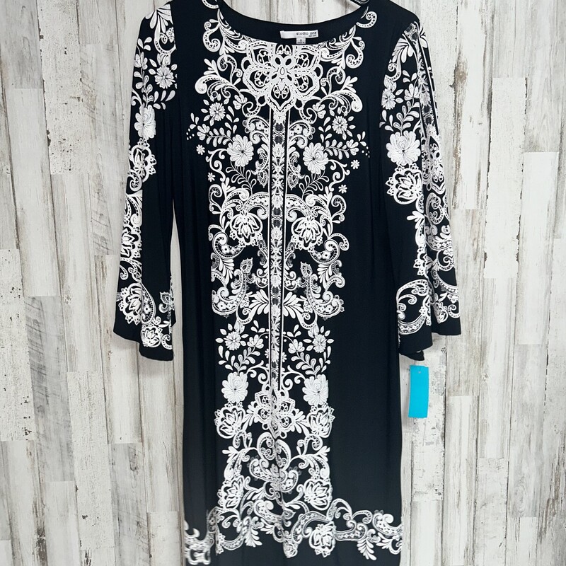 S Black Floral Print Dres