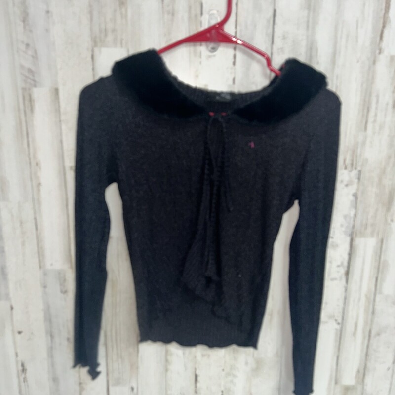 14 Black Knit Fur Collar