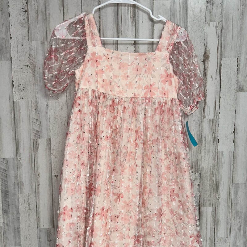 12 Pink Mesh Floral Dress