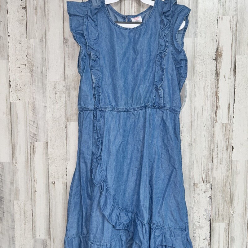 10/12 Chambray Ruffle Dre, Blue, Size: Girl 10 Up