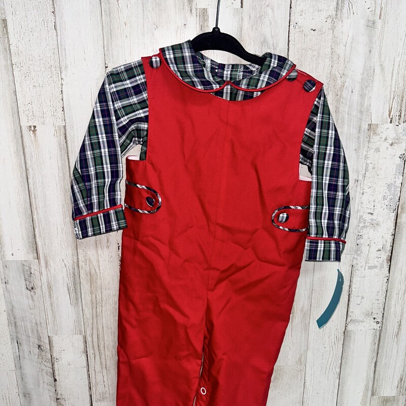 3m Red Plaid 2pc Romper