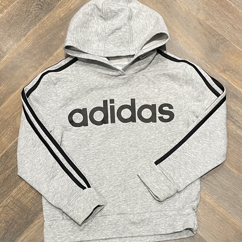 Adidas Pullover Hoodie, Grey, Size: 9-10Y