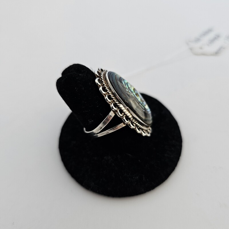 Oval Abalone Scalloped, Sterling, Size: 9.5