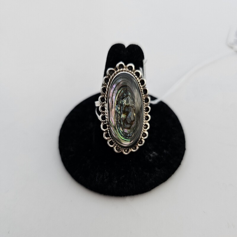 Oval Abalone Scalloped, Sterling, Size: 9.5