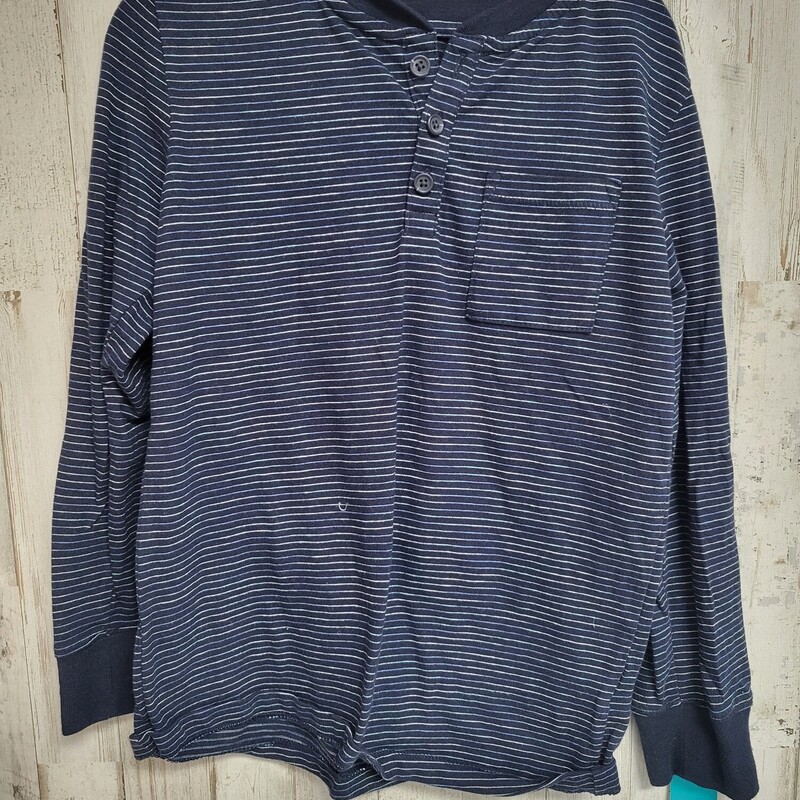 6/7 Navy Stripe Button Te