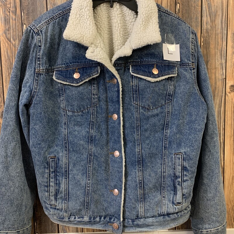 Fur Lined Jean Jacket, Size: L