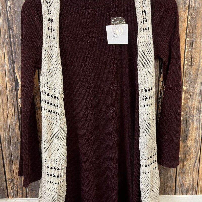 Maroon Dress Cream Vest, Size: Small