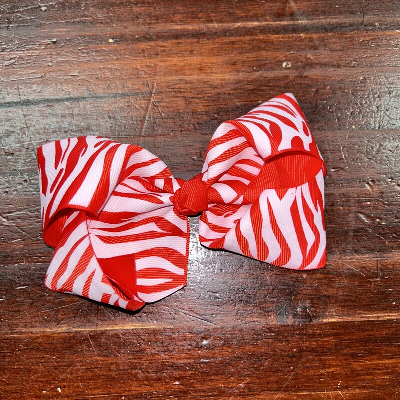 Med. Red Zebra Clip Bow, Red, Size: Bows