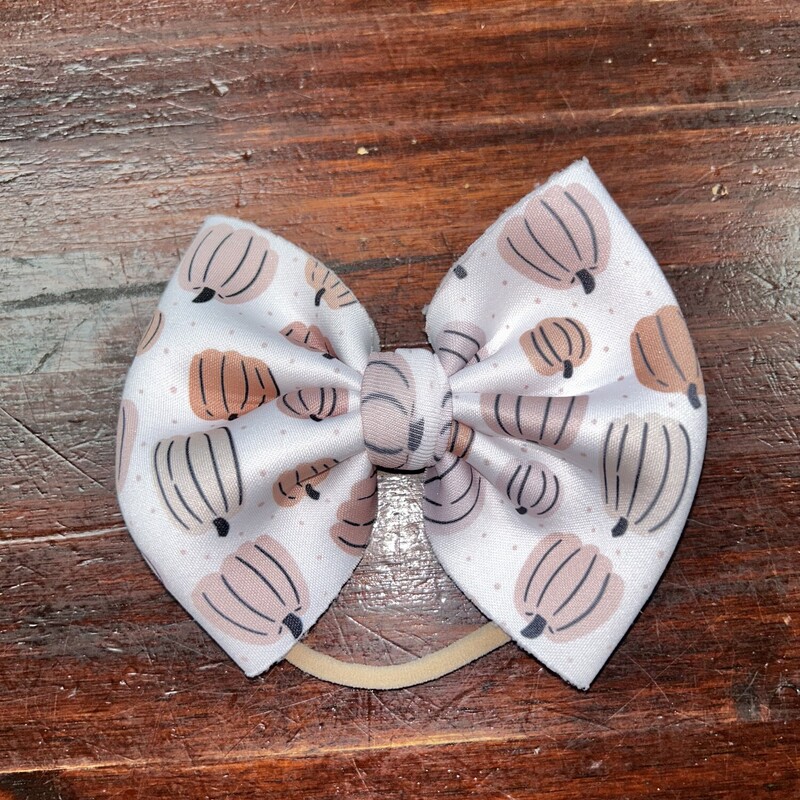 White Pumpkin Bow, White, Size: Bows