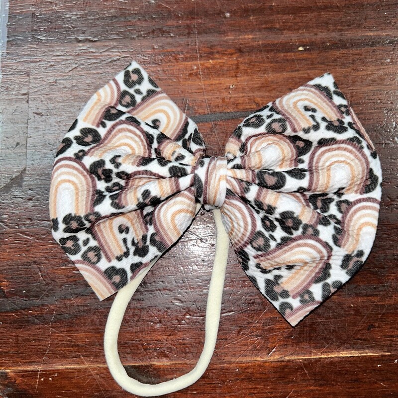 Leopard Rainbow Bow, White, Size: Bows