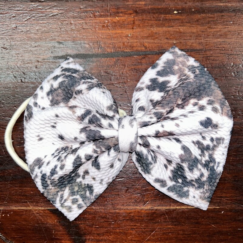 White Cow Print Bow