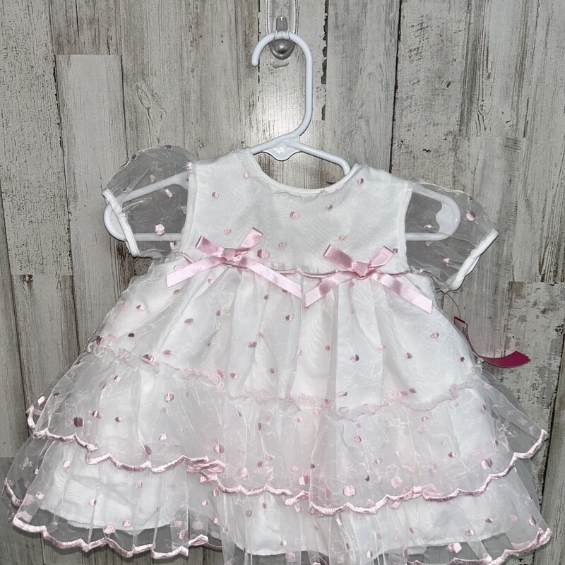 0/3M White Dotted Ruffle