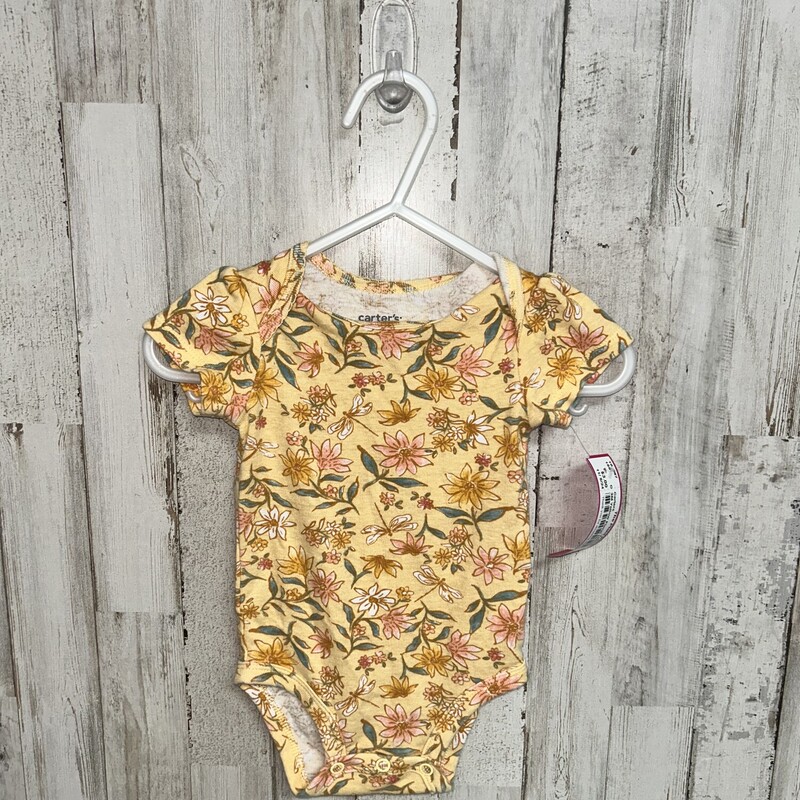 3M Yellow Floral Onesie, Yellow, Size: Girl NB-3m