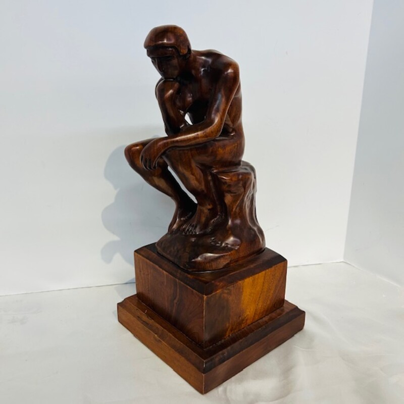 Wood Carved Thinker Statue
Brown Size: 6 x 6 x 12.5H