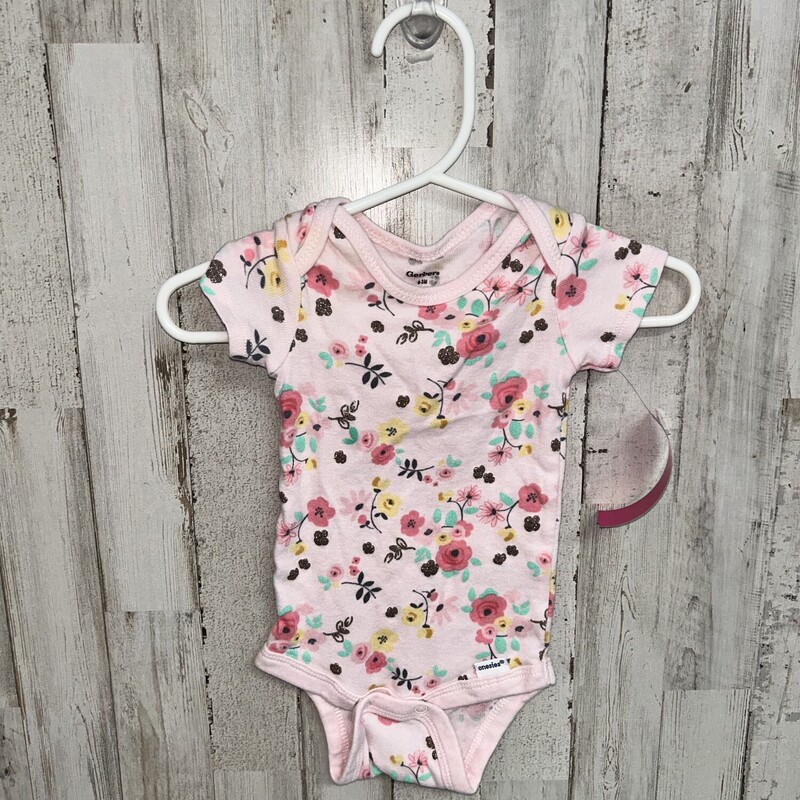 0/3M Pink Floral Onesie