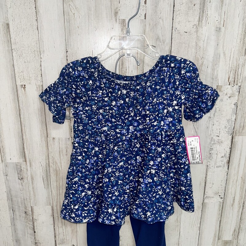 18M 2pc Blue Floral Set, Blue, Size: Girl 18-24