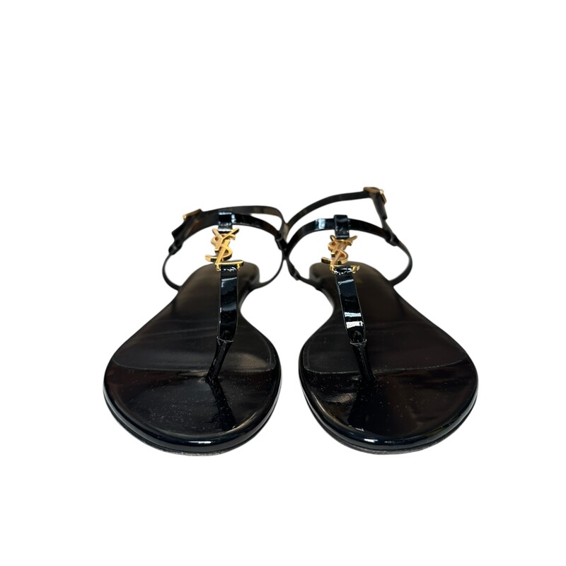 Saint Laurent Cassandre Logo Sandals<br />
Size 39<br />
Some minor wear on bottoms<br />
Comes with original box and dust bag .<br />
In great conditon.