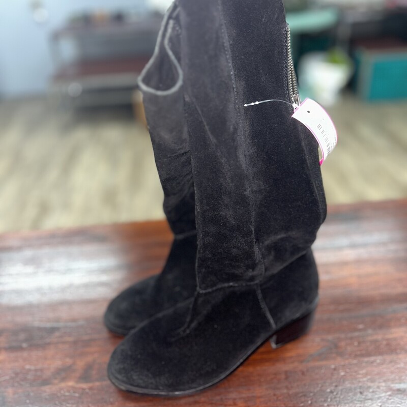 A7.5 Black Suede Boots, Black, Size: Shoes A7.5