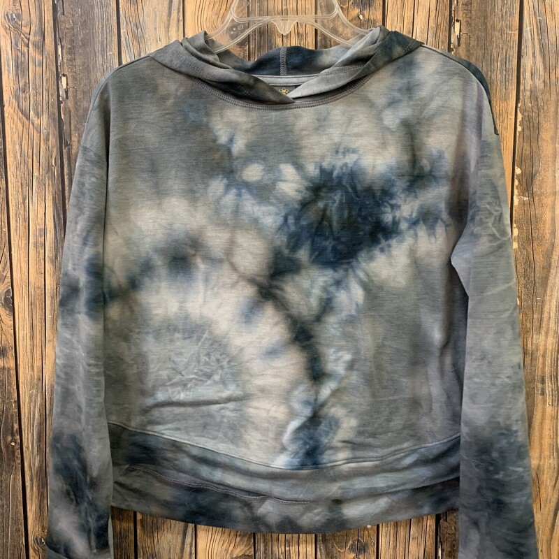 Blue Gray Tie Dye Hoodie, Size: M