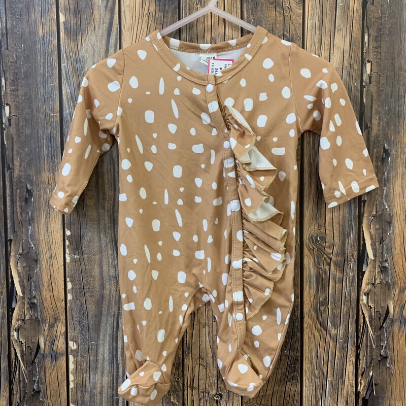 Tan Polka Dot Sleeper, Size: 0-1