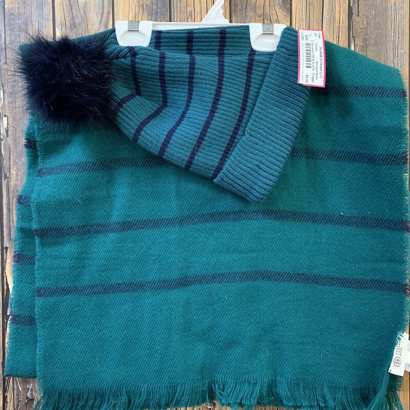 Navy-Green Hat & Scarf Set, Navy-green