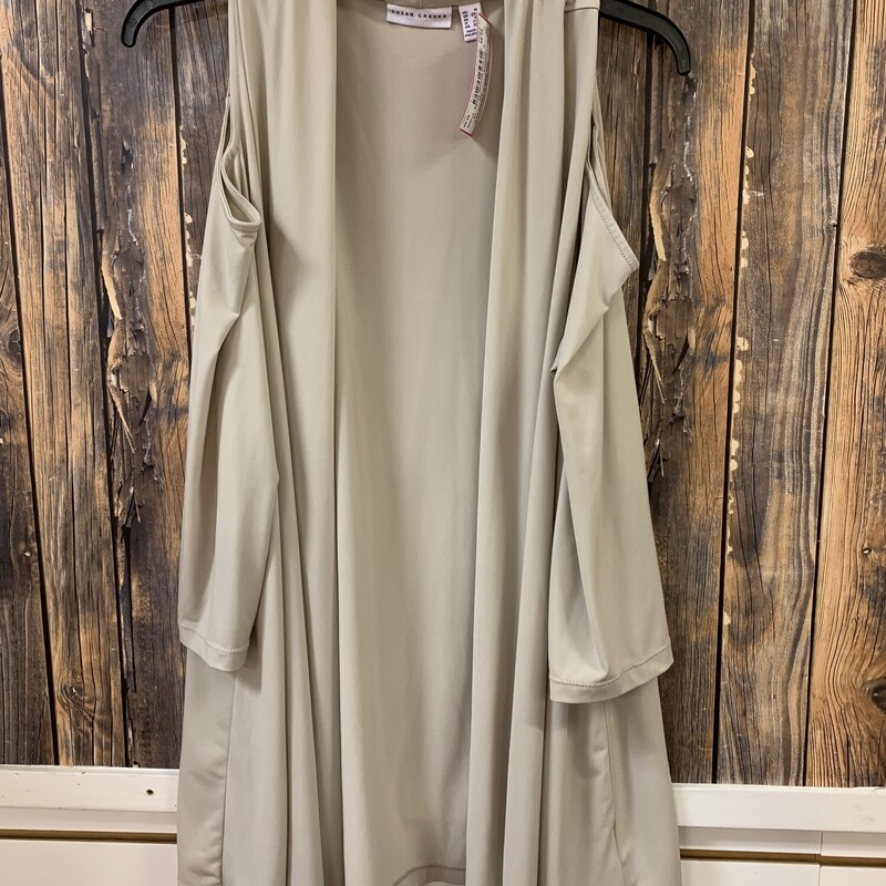 Tan-Cold Shoulder Cardigan, Tan, Size: 1X