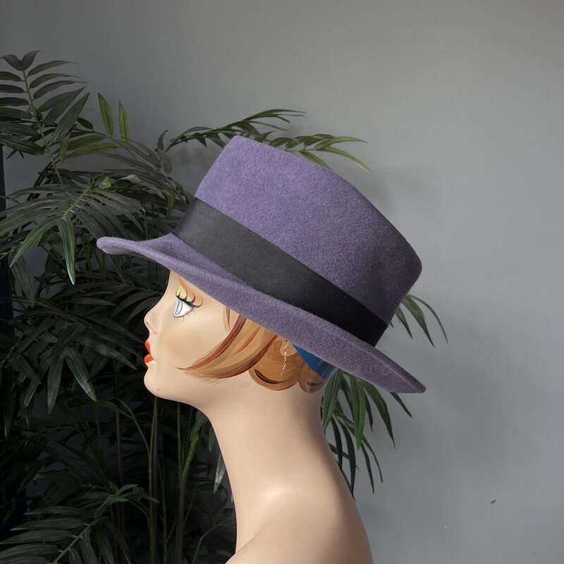 Vtg Eric Javits Fedora, Lilac, Size: Large<br />
Quality wool hat from Eric Javits in a heavenly shade of light purple.<br />
Structured fedora with a black gros grain ribbon hat band.<br />
Interior band measures 21 5/8 around.<br />
will fit medium to large size heads nicely.<br />
excellent condition.<br />
thanks for looking!<br />
#81755