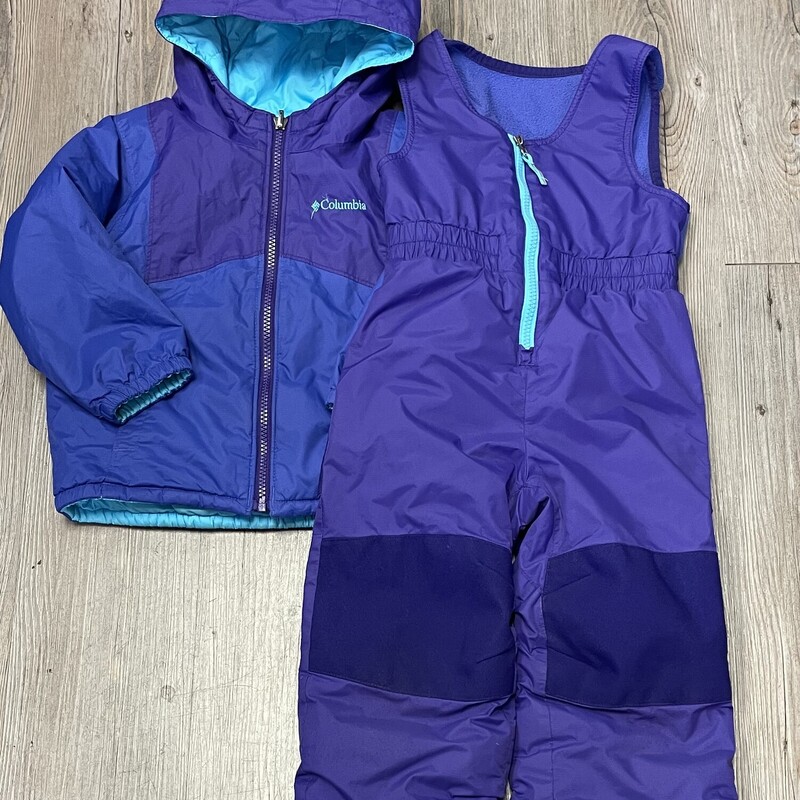 Columbia Snowsuit 2 pcs Purple/Blue, Size: 3Y
Reversible